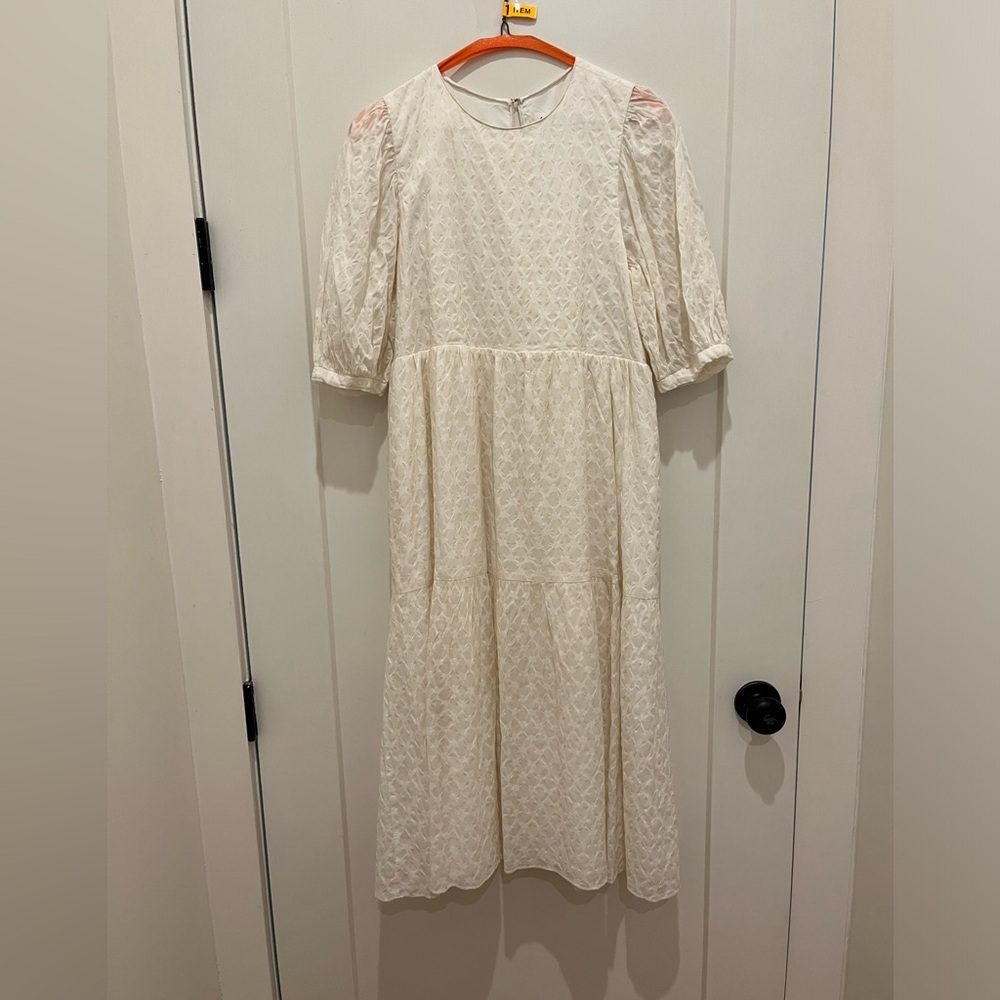 Amanda Uprichard New York off white sleeve midi length dress